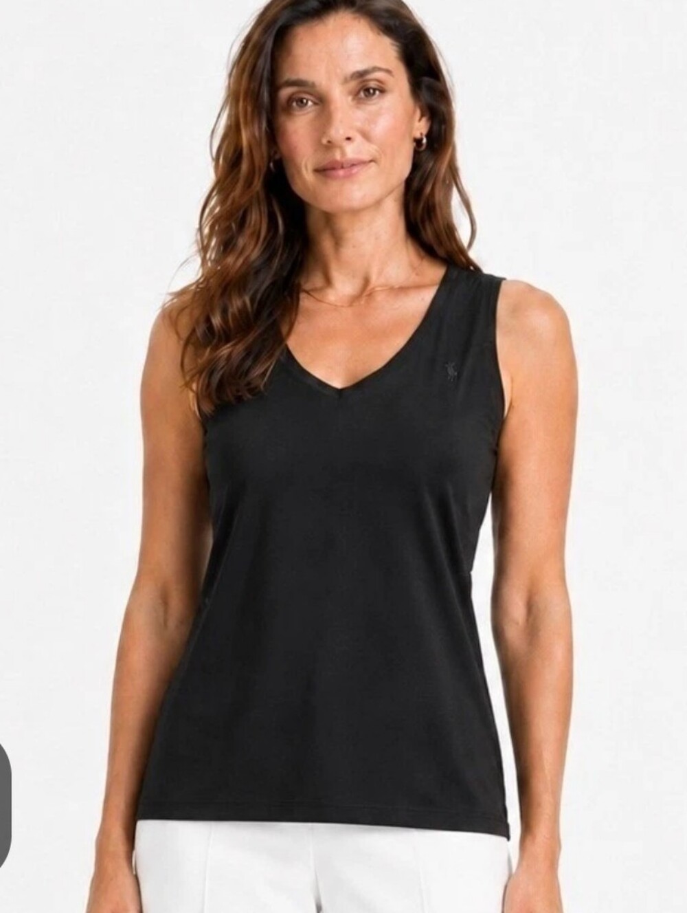 Vintage Lauren Ralph Lauren 100% Silk Tank Top | Black V-Neck Side-Zip Shell | S